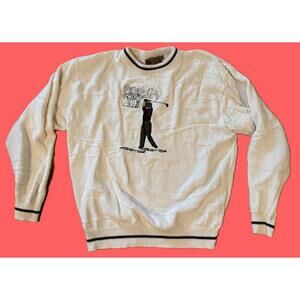 Shenandoah Golf Theme Vintage Pullover Cotton Sweater Men's Size XL Made In USA